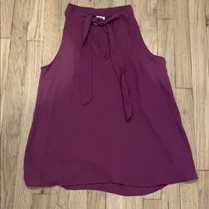 Purple Sleeveless Shirt with Cute Neck Tie Details